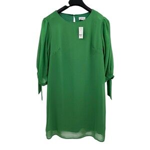 Sweet Pea New York & Co Dress Large Green Shift Chiffon 3/4 Sleeve Party NEW